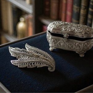 ALICE CAVINESS Vintage Germany Sterling Silver Filigree Leaf Brooch, Signed